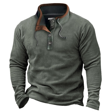 Men's Vintage Lace Up Chic Casual Stand Collar Sweatshirt