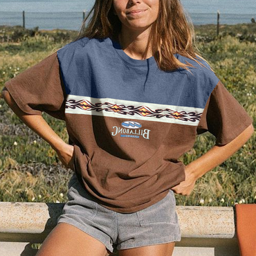 Casual Vintage Patchwork Surf Chic T-shirt