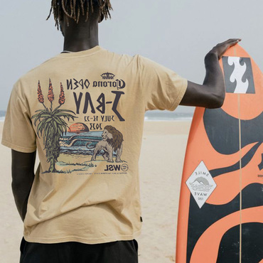 Oversized Men's Vintage Surf Chic Open J-bay Print T-shirt