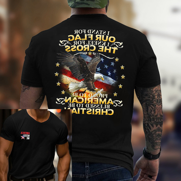 Unisex American Eagle Flag Chic Patriot Print Short Sleeved T-shirt