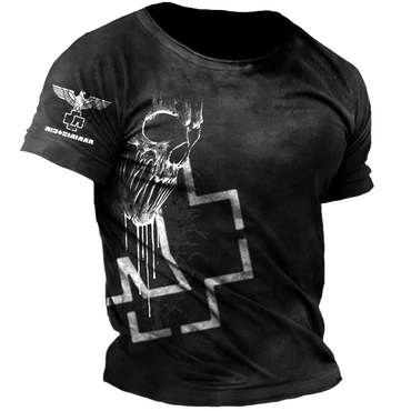 Men's Vintage Skull Rammstein Chic Rock Band Print Daily Short Sleeve Crew Neck T-shirt