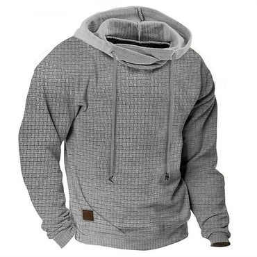 Men's Hoodie Outdoor Sports Chic Solid Color Long Sleeve Daily Tops Apricot