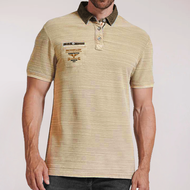 Men's Yellowstone Printed Denim Chic Patchwork Polo Short Sleeve T-shirt
