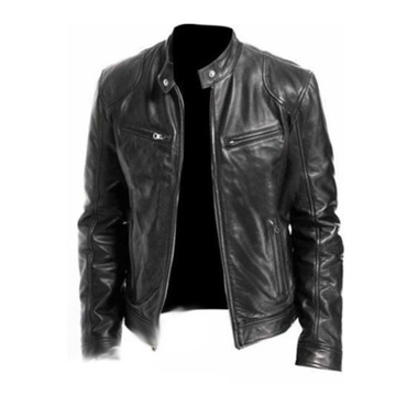 Mens Leather New Pu Chic Coat Stand Collar Leather Jacket
