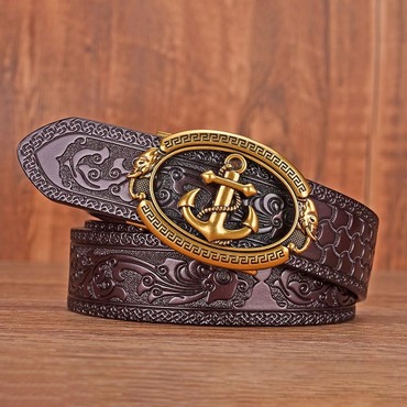 Men's Anchor Casual Cowhide Chic Automatic Buckle Belt