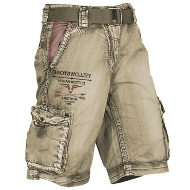 Men's Vintage West Yellowstone Chic Distressed Utility Cargo Shorts