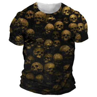 Men's Vintage Skull Head Chic 3d Print Short Sleeved T-shirt