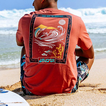 Men's T-shirt Surf Sea Chic Fish Print Beach Daily Crew Neck Short Sleeve Tops