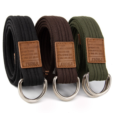 Men's Double Loop Buckle Chic Belt Woven Adjustable Waist Belt