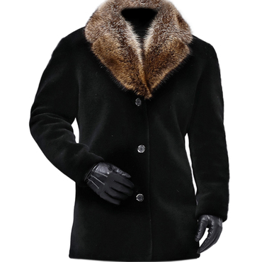 Men's Casual Fur Collar Chic Mid-length Coat