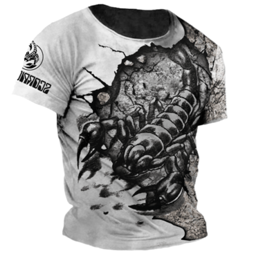 Men's Vintage Scorpions Rock Chic Band Print Short Sleeve Crew Neck T-shirt