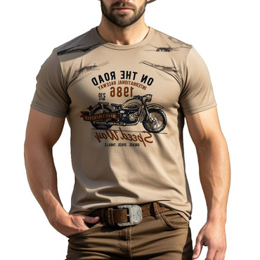 Men's Motorcycle Print Daily Chic Short Sleeve Crew Neck T-shirt