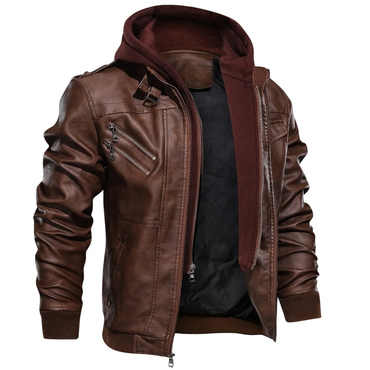 Mens Outdoor Cold-proof Motorcycle Chic Leather Jacket
