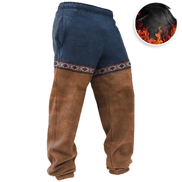 Men's Ethnic Print Soft Chic Fleece Loose-fit Sweatpants With Pockets