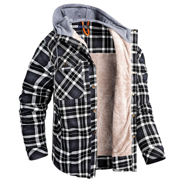 Men's Outdoor Retro Plaid Chic Thermal Hooded Jacket