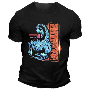 Men's Vintage Scorpions Rock Chic Band Print Short Sleeve Crew Neck T-shirt