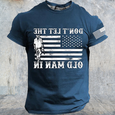 Men's Vintage Don't Let Chic The Old Man In American Flag Patriotic Print Daily Short Sleeve T-shirt