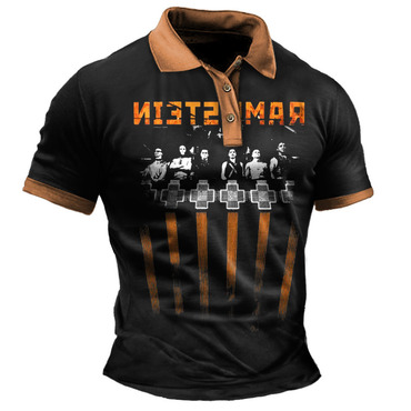 Men's Polo Shirt Rammstein Chic Rock Band Vintage Outdoor Color Block Short Sleeve Summer Daily Tops