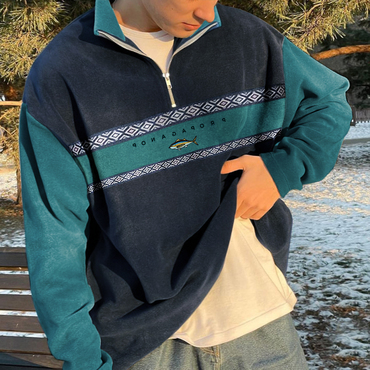 Oversized Unisex Contrast Polos Chic Sweatshirt