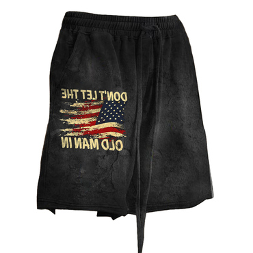Men's Vintage Don't Let Chic The Old Man In Country Music America Flag Printed Drawstring Shorts