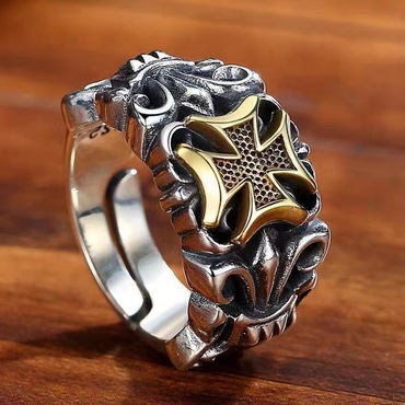 Punk Rocking Skull Ring Chic Punk Style Cross Stainless Steel Ring