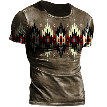 Men's Outdoor Western Ethnic Chic Pattern Retro T-shirt
