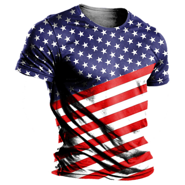 American National Flag Patriots Chic General Commemorative Print Short Sleeved T-shirt