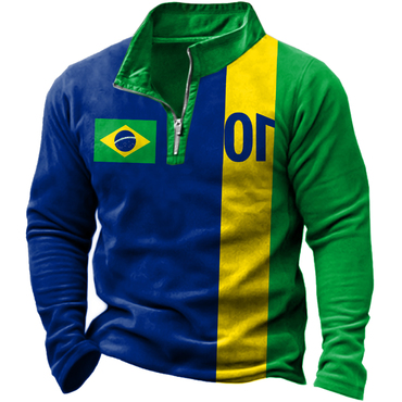 Men's 2022 World Cup Chic Brazil Flag Soccer Sweatshirt