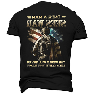 Soldier Memorial Day Soldier Chic Flag Print Short Sleeved T-shirt