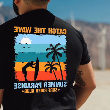 Men's Surf Print Beach Chic Vacation Retro Vintage T-shirt