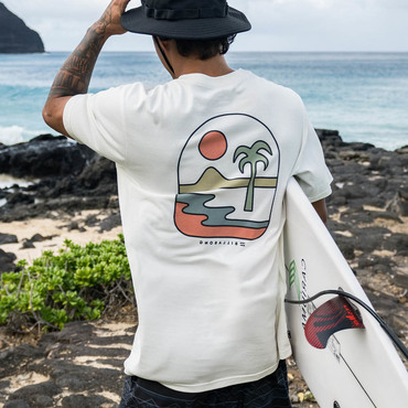 Men's Vintage Tee Surf Chic Sand Palm Tree Print Beach Short Sleeve T-shirt