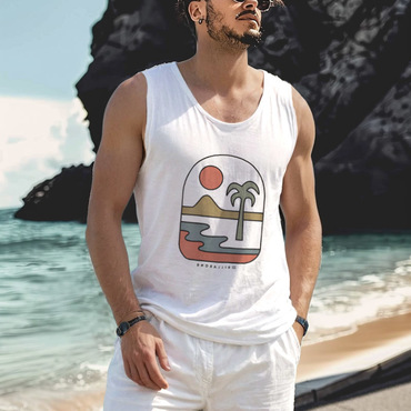 Men's Billabong Surf Hawaiian Chic Beach Vacation Print Casual Vest Tank Top
