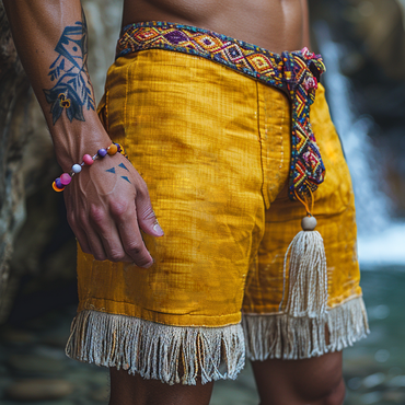 Retro Ethnic Casual Linen Chic Shorts Bohemian Style Shorts