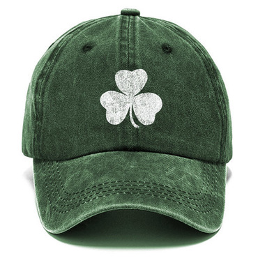 St. Patrick's Day Lucky Chic You Shamrock Washed Cotton Sun Hat Vintage Outdoor Casual Cap