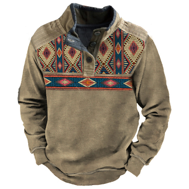 Men's Outdoor Ethnic Patterns Chic Casual Stand Collar Sweatshirt