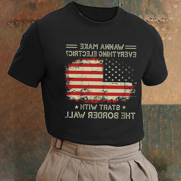 Men's Vintage American Flag Print Chic T-shirt