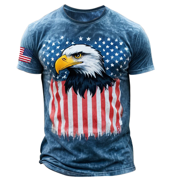 Men's American Flag Eagle Chic Patriots Tie Dyed Print T-shirt