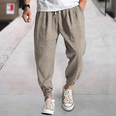 Men's Surfdome Linen Casual Chic Bloomers Harem Belted Pants