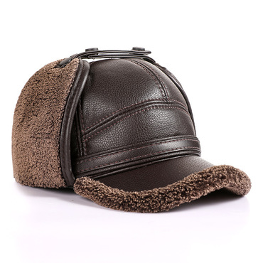 Men's Thickened Warm Earmuffs Chic Buckle Leather Cap