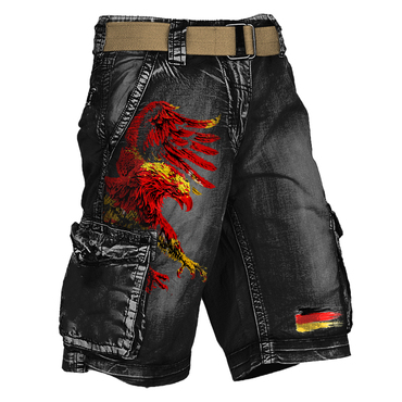 Men's German Flag Patriot Chic Colorful Fierce Eagle Vintage Printed Shorts