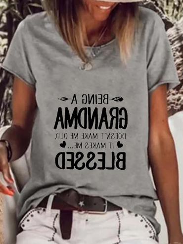 Vintage Casual Letter Print Chic Crew Neck Short Sleeve T-shirt