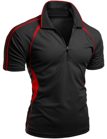 Men's Patchwork Everyday Polo Neck Chic Short Sleeve T-shirt