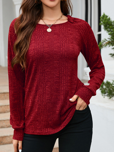 Women's Lightweight Casual Long-sleeved Chic Crew Neck Knitted Top