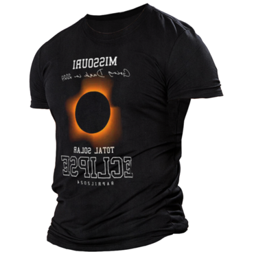 Men's Vintage Total Solar Chic Eclipse Element Printed T-shirt