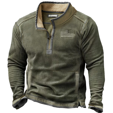 Outdoor Fleece Zippered Half Collar Chic Tactical Men's Sweatshirt