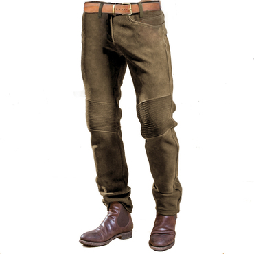 Men Vintage Suede Trousers Chic Quilted Outdoor Motorcycle Casual Pants Daily Pants