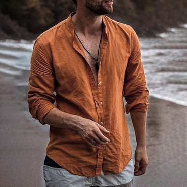 Men's Loose Long Sleeve Chic Open Breathable Linen Shirt