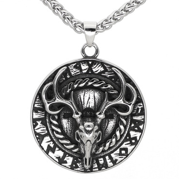 Men's Vintage Viking Rune Chic Deer Pendant Necklace