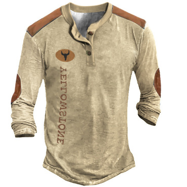 Men's Vintage Yellowstone Colorblock Chic Henley T-shirt