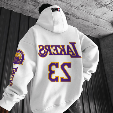 Oversized Comfortable Casual Nba Chic Lakers Hooded Sweatshirt Pullover